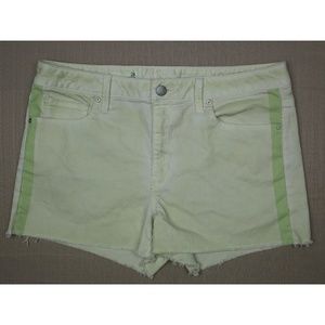 Gap 1969 Slim Cut Off Denim Shorts Women's Sz 29 / 8 Lime Tuxedo Stripe Fray Hem